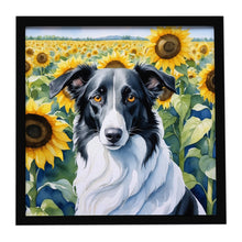 Load image into Gallery viewer, Borzoi in Sunflowers Framed Metal Print