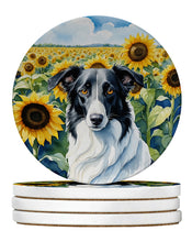Load image into Gallery viewer, Borzoi in Sunflowers Large Sandstone Coasters Pack of 4