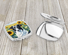 Load image into Gallery viewer, Borzoi in Sunflowers Compact Mirror – Stylish Purse Mirror with Artistic Covers
