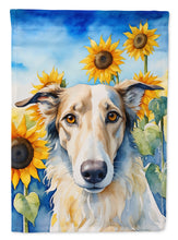Load image into Gallery viewer, Borzoi in Sunflowers House Flag