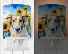 Load image into Gallery viewer, Borzoi in Sunflowers Ceramic Night Light