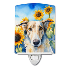 Load image into Gallery viewer, Borzoi in Sunflowers Ceramic Night Light