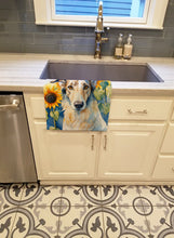 Load image into Gallery viewer, Borzoi in Sunflowers Kitchen Towel