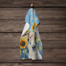 Load image into Gallery viewer, Borzoi in Sunflowers Kitchen Towel