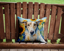 Load image into Gallery viewer, Borzoi in Sunflowers Throw Pillow - 14x14 Decorative Pillow – Art for Your Home &amp; Patio