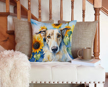 Load image into Gallery viewer, Borzoi in Sunflowers Throw Pillow - 14x14 Decorative Pillow – Art for Your Home &amp; Patio