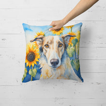 Load image into Gallery viewer, Borzoi in Sunflowers Throw Pillow