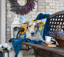 Load image into Gallery viewer, Borzoi in Sunflowers Throw Pillow