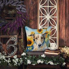 Load image into Gallery viewer, Borzoi in Sunflowers Throw Pillow