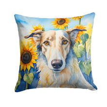 Load image into Gallery viewer, Borzoi in Sunflowers Throw Pillow