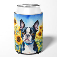Load image into Gallery viewer, Boston Terrier in Sunflowers Can or Bottle Hugger