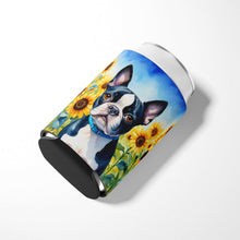Load image into Gallery viewer, Boston Terrier in Sunflowers Can or Bottle Hugger