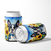 Load image into Gallery viewer, Boston Terrier in Sunflowers Can or Bottle Hugger