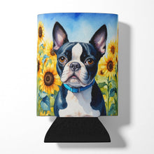 Load image into Gallery viewer, Boston Terrier in Sunflowers Can or Bottle Hugger