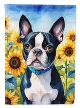 Load image into Gallery viewer, Boston Terrier in Sunflowers House Flag