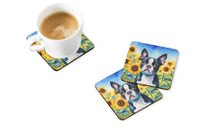Load image into Gallery viewer, Boston Terrier in Sunflowers Coasters - Set of 4 Lightweight Foam, Absorbent Drink Coasters