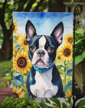 Load image into Gallery viewer, Boston Terrier in Sunflowers Garden Flag – Bright Dog-Themed Yard Decor