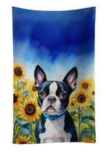 Load image into Gallery viewer, Boston Terrier in Sunflowers Kitchen Towel