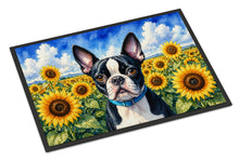 Load image into Gallery viewer, Boston Terrier in Sunflowers Doormat Front Door Mat Indoor Outdoor Rugs for Entryway, Non Slip Washable Low Pile, 18H X 27W