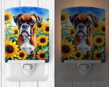 Load image into Gallery viewer, Boxer in Sunflowers Ceramic Night Light