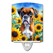 Load image into Gallery viewer, Boxer in Sunflowers Ceramic Night Light