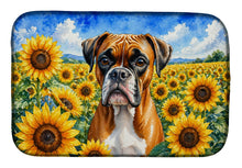 Load image into Gallery viewer, Boxer in Sunflowers Dish Drying Mat Absorbent Dish Drying Mat Pad for Kitchen Counter Dish Drainer Mat for Countertop, 14 x 21", Multicolor