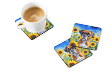 Load image into Gallery viewer, Boxer in Sunflowers Coasters - Set of 4 Lightweight Foam, Absorbent Drink Coasters