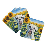 Load image into Gallery viewer, Boxer in Sunflowers Coasters - Set of 4 Lightweight Foam, Absorbent Drink Coasters
