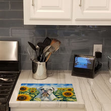 Load image into Gallery viewer, Boxer in Sunflowers Cutting Board Tempered Glass Kitchen Cutting Surface, Heat Resistant Chopping Board with Non-Slip Feet, Decorative Food Prep &amp; Serving