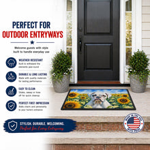 Load image into Gallery viewer, Boxer in Sunflowers Doormat Front Door Mat Indoor Outdoor Rugs for Entryway, Non Slip Washable Low Pile, 18H X 27W