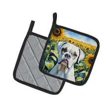 Load image into Gallery viewer, Boxer in Sunflowers Pot Holders - Set of 2 Decorative Kitchen Helpers | Made in the USA