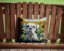 Load image into Gallery viewer, Boxer in Sunflowers Throw Pillow - 14x14 Decorative Pillow – Art for Your Home &amp; Patio