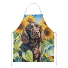 Load image into Gallery viewer, Boykin Spaniel in Sunflowers Apron – Artist-Designed Kitchen, BBQ &amp; Craft Apron