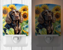 Load image into Gallery viewer, Boykin Spaniel in Sunflowers Ceramic Night Light