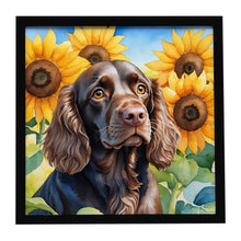 Load image into Gallery viewer, Boykin Spaniel in Sunflowers Framed Metal Print