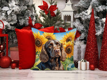 Load image into Gallery viewer, Boykin Spaniel in Sunflowers Throw Pillow - 14x14 Decorative Pillow – Art for Your Home &amp; Patio