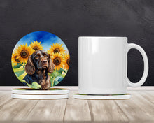 Load image into Gallery viewer, Boykin Spaniel in Sunflowers Large Sandstone Coasters Pack of 4