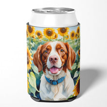 Load image into Gallery viewer, Brittany Spaniel in Sunflowers Can or Bottle Hugger
