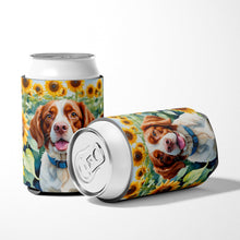 Load image into Gallery viewer, Brittany Spaniel in Sunflowers Can or Bottle Hugger