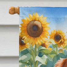 Load image into Gallery viewer, Brittany Spaniel in Sunflowers House Flag