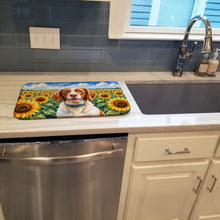 Load image into Gallery viewer, Brittany Spaniel in Sunflowers Dish Drying Mat Absorbent Dish Drying Mat Pad for Kitchen Counter Dish Drainer Mat for Countertop, 14 x 21", Multicolor