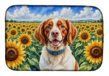 Load image into Gallery viewer, Brittany Spaniel in Sunflowers Dish Drying Mat Absorbent Dish Drying Mat Pad for Kitchen Counter Dish Drainer Mat for Countertop, 14 x 21", Multicolor