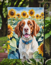 Load image into Gallery viewer, Brittany Spaniel in Sunflowers Garden Flag – Bright Dog-Themed Yard Decor
