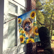 Load image into Gallery viewer, Brussels Griffon in Sunflowers House Flag