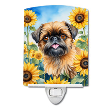 Load image into Gallery viewer, Brussels Griffon in Sunflowers Ceramic Night Light