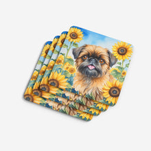 Load image into Gallery viewer, Brussels Griffon in Sunflowers Coasters - Set of 4 Lightweight Foam, Absorbent Drink Coasters