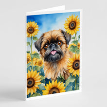 Load image into Gallery viewer, Brussels Griffon in Sunflowers Greeting Cards - Blank Note Cards – 8-Pack of Artist-Designed Cards with Envelopes