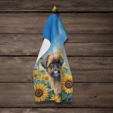 Load image into Gallery viewer, Brussels Griffon in Sunflowers Kitchen Towel
