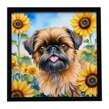 Load image into Gallery viewer, Brussels Griffon in Sunflowers Framed Metal Print