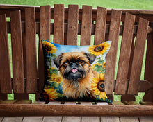 Load image into Gallery viewer, Brussels Griffon in Sunflowers Throw Pillow - 14x14 Decorative Pillow – Art for Your Home &amp; Patio